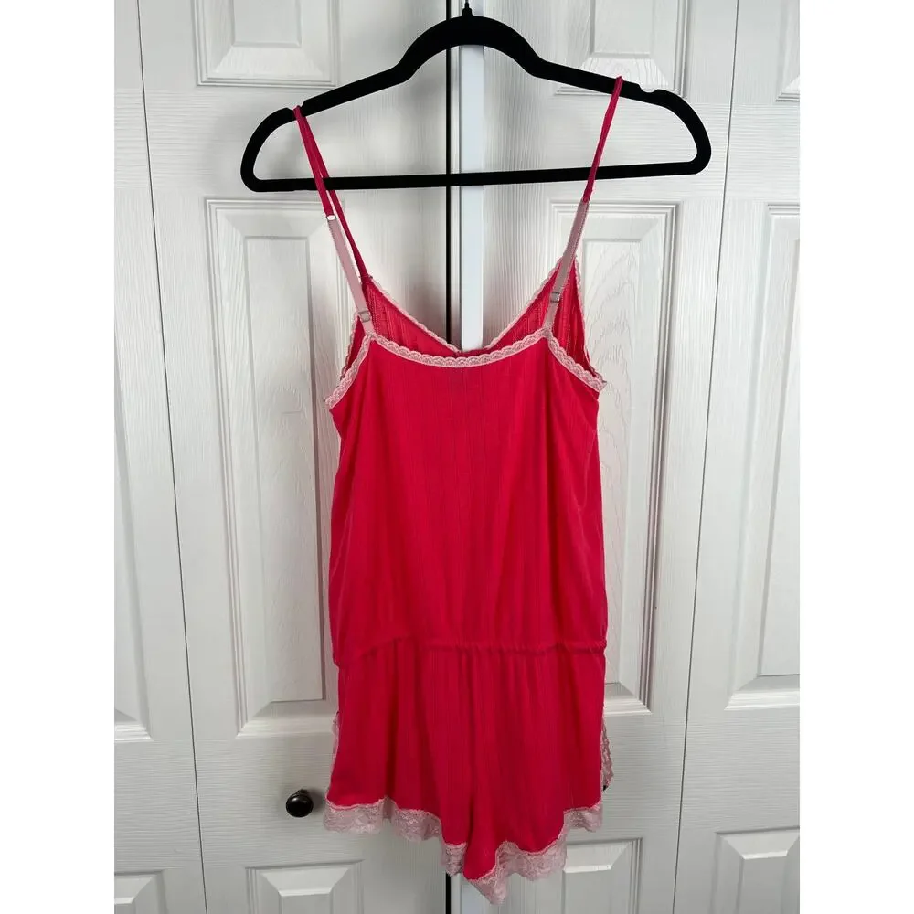 Victoria’s Secret Pink Lace Trim Sleep Romper Small‎ Y2K Modal Lounge